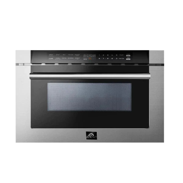 Forno 4-Piece Appliance Package - 30" Gas Range, 36" Refrigerator with Water Dispenser, Microwave Drawer, & 3-Rack Dishwasher in Stainless Steel