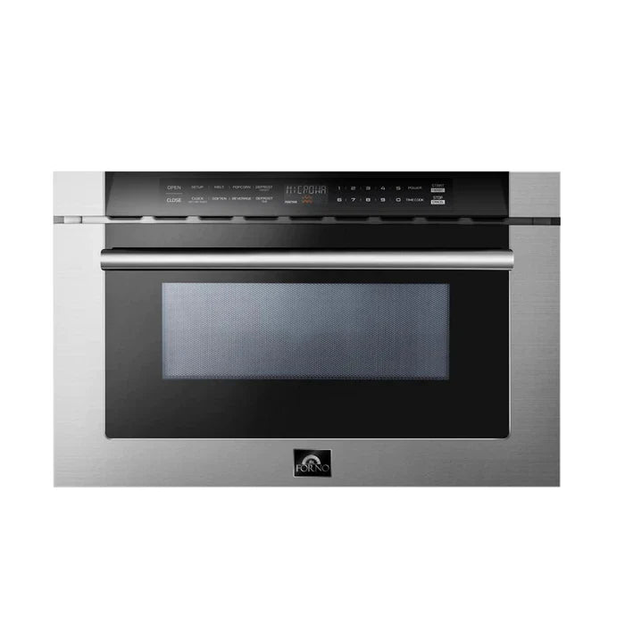 Forno 4-Piece Appliance Package - 36" Dual Fuel Range, 56" Pro-Style Refrigerator, Microwave Drawer, & 3-Rack Dishwasher in Stainless Steel