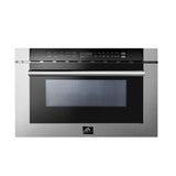 Forno 4-Piece Appliance Package - 36" Gas Range, 56" Pro-Style Refrigerator, Microwave Drawer, & 3-Rack Dishwasher in Stainless Steel