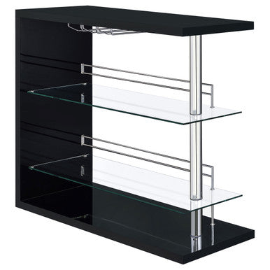 Prescott Rectangular 2-shelf Bar Unit Glossy Black