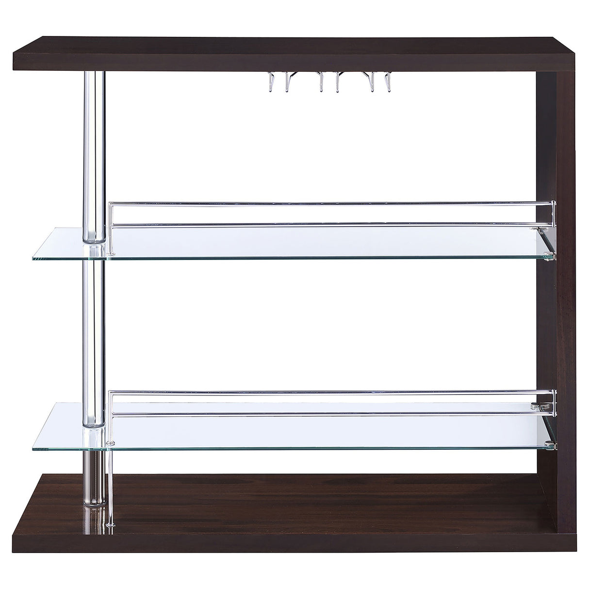 Prescott Rectangular 2-shelf Bar Unit Glossy Cappuccino