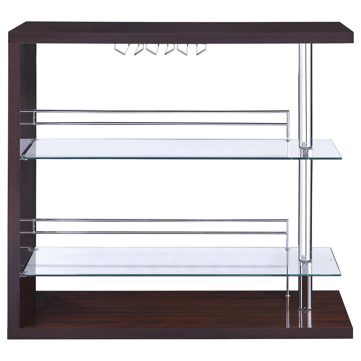 Prescott Rectangular 2-shelf Bar Unit Glossy Cappuccino