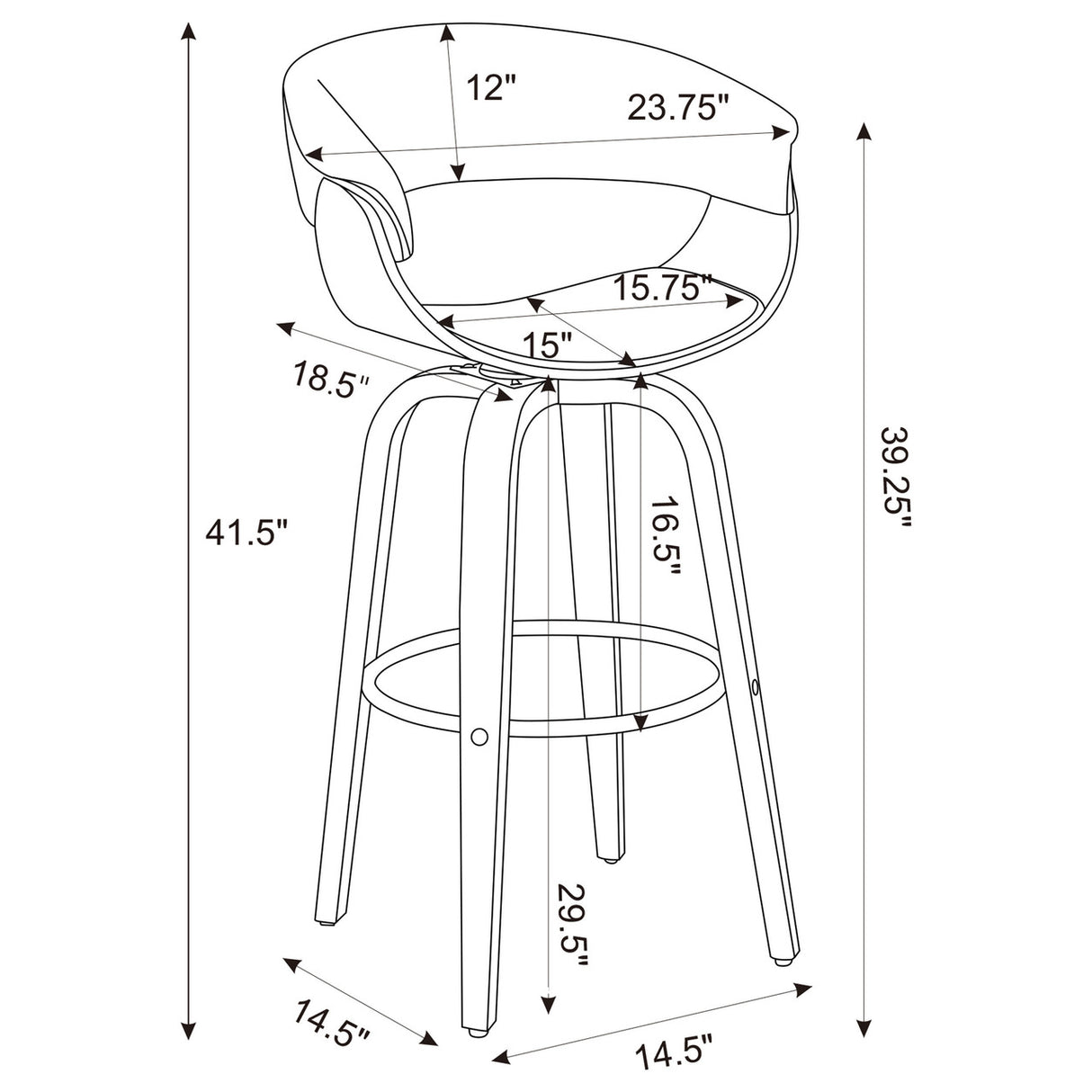 Zion Upholstered Swivel Bar Stool Walnut and Black