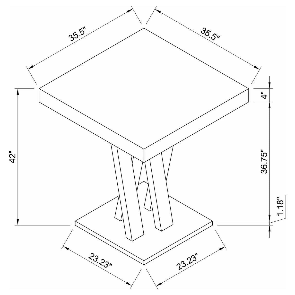 Freda Double X-shaped Base Square Bar Table Cappuccino