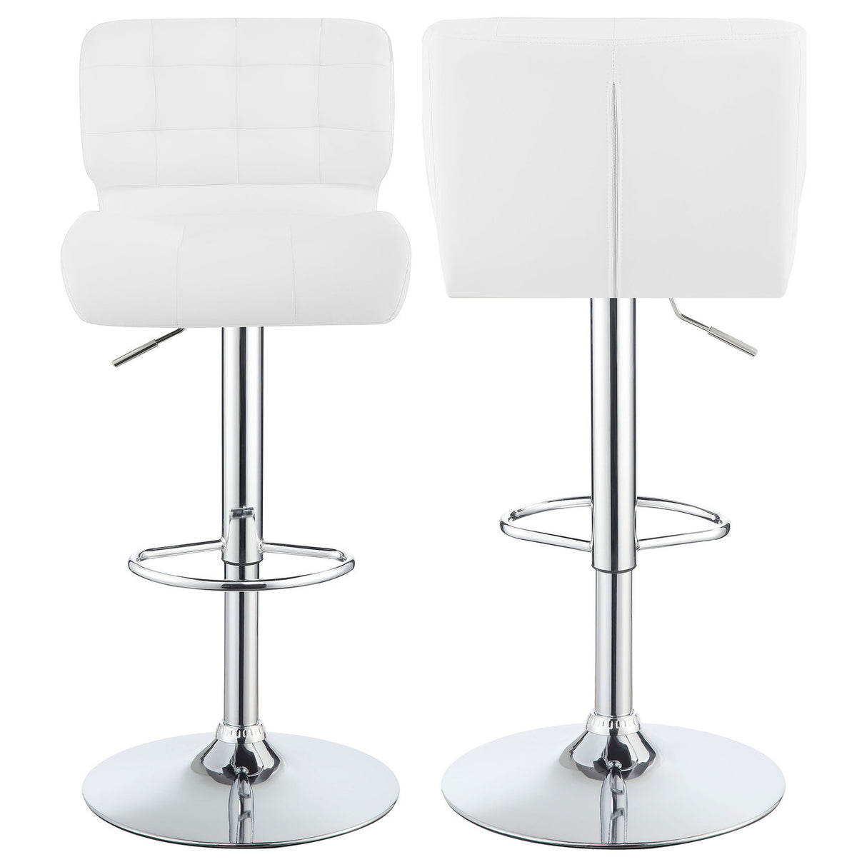 Solana Upholstered Adjustable Bar Stools Chrome and White (Set of 2)