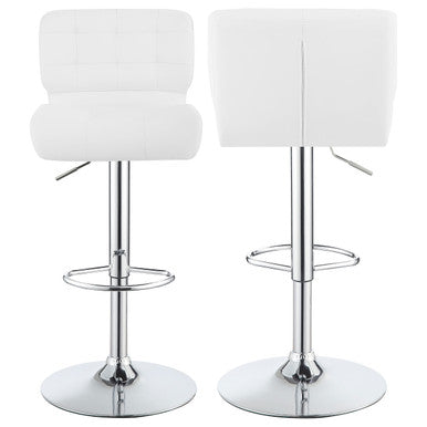 Solana Upholstered Adjustable Bar Stools Chrome and White (Set of 2)