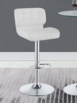 Solana Upholstered Adjustable Bar Stools Chrome and White (Set of 2)