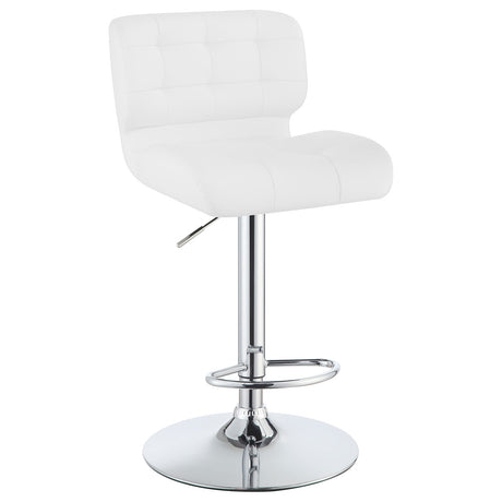 Solana Upholstered Adjustable Bar Stools Chrome and White (Set of 2)