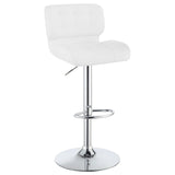 Solana Upholstered Adjustable Bar Stools Chrome and White (Set of 2)