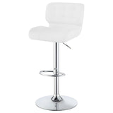 Solana Upholstered Adjustable Bar Stools Chrome and White (Set of 2)