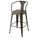 Cavalier Wooden Seat Bar Stools Dark Elm and Matte Black (Set of 2)