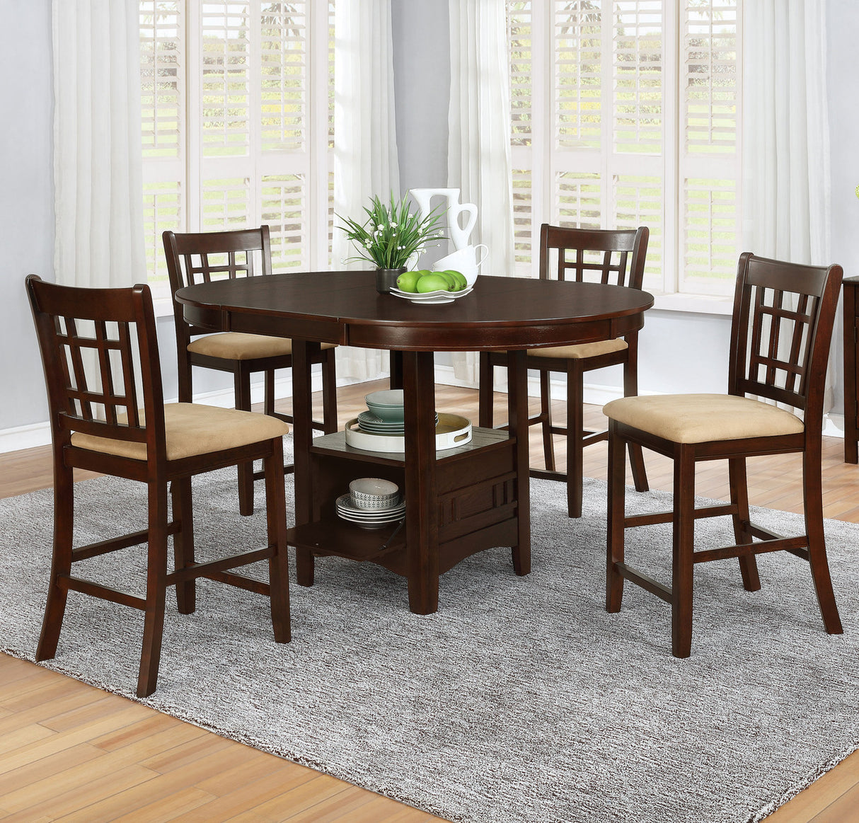 Lavon Transitional Warm Brown Five-Piece Counter-Height Set