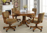 Mitchell Three-In-One Amber Game Table and Four Arm Chairs