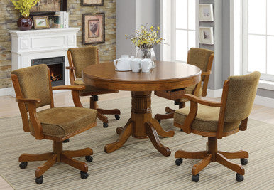 Mitchell Three-In-One Amber Game Table and Four Arm Chairs