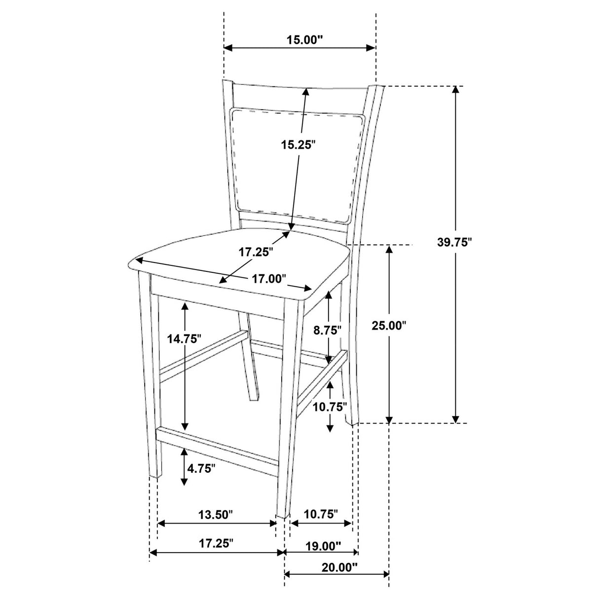 Jaden Transitional Cappuccino Five-Piece Counter-Height Dining Set