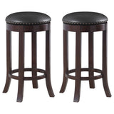 Aboushi Swivel Bar Stools with Upholstered Seat Brown (Set of 2)