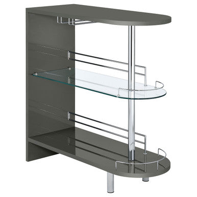 Adolfo 3-tier Bar Table Glossy Grey and Clear