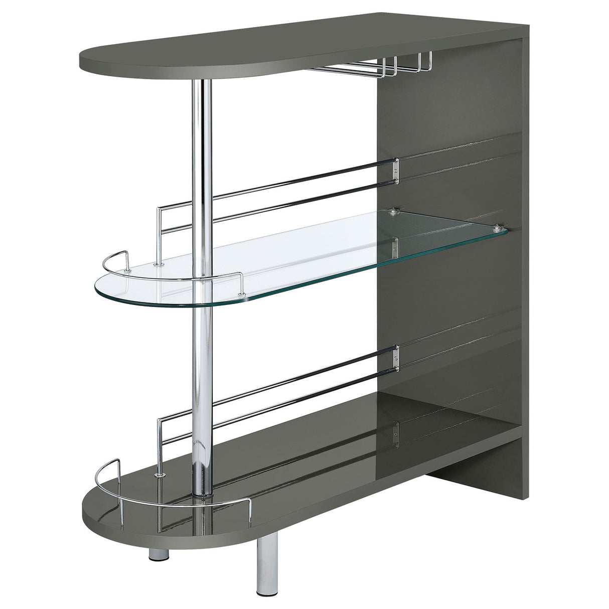 Adolfo 3-tier Bar Table Glossy Grey and Clear