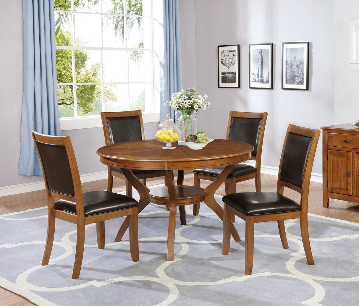 Nelms Casual Brown Walnut Five-Piece Dining Set