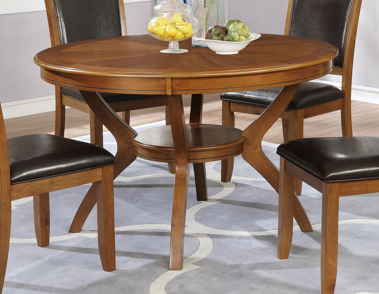 Nelms Dining Table with Shelf Deep Brown