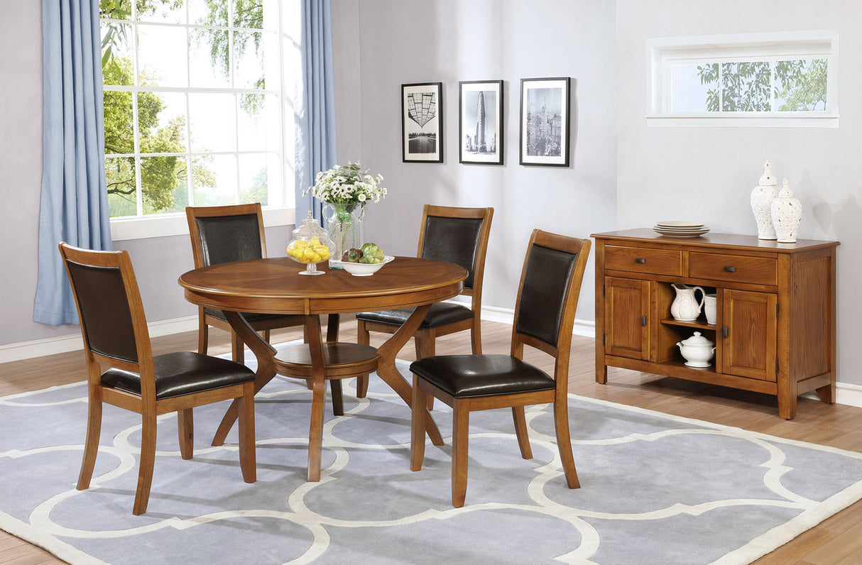 Nelms Dining Table with Shelf Deep Brown