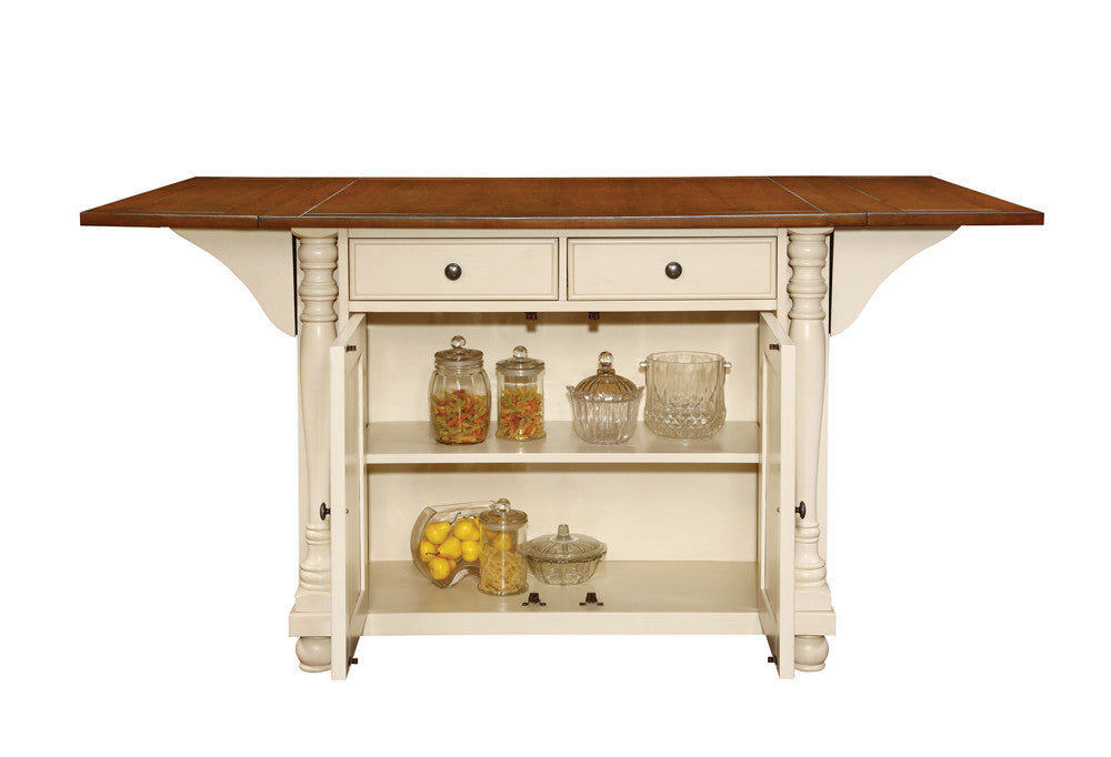 Slater 2-drawer Kitchen Island with Drop Leaves Brown and Buttermilk