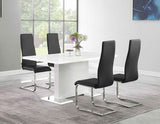 Anges 5-piece Dining Set White High Gloss and Black