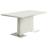 Anges T-shaped Pedestal Dining Table Glossy White