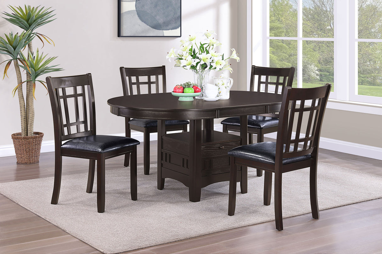 Lavon Transitional Espresso Five-Piece Dining Set