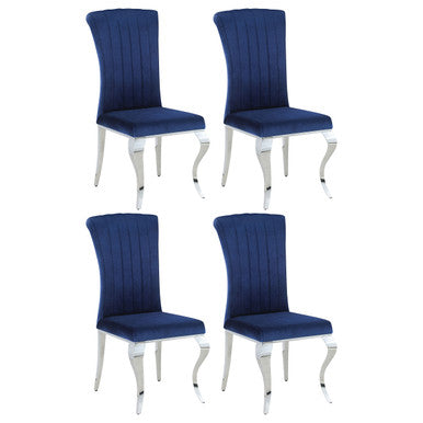 Betty Upholstered Side Chairs Ink Blue and Chrome (Set of 4)