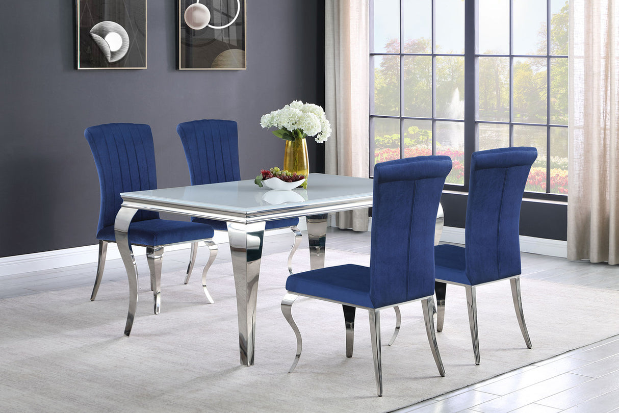 Betty Upholstered Side Chairs Ink Blue and Chrome (Set of 4)