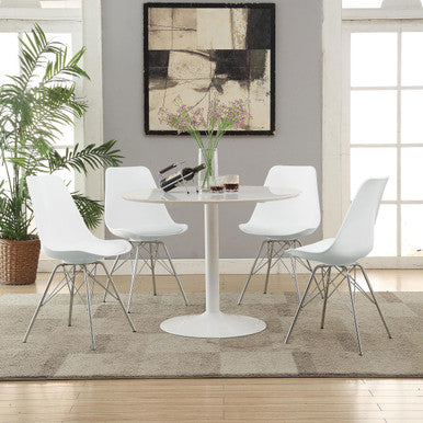 Lowry 5-piece Round Dining Set Tulip Table with Eiffel Chairs White