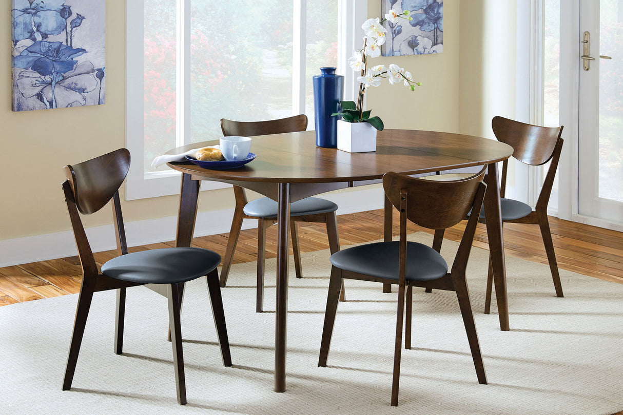 Malone Mid-Century Modern Round Five-Piece Dining Set