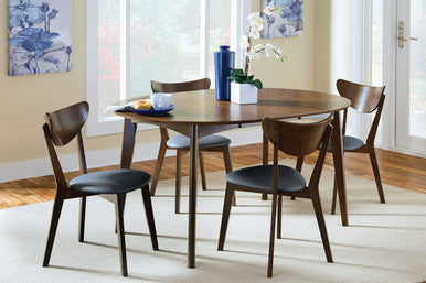 Malone Mid-Century Modern Round Five-Piece Dining Set