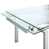 Wexford Glass Top Dining Table with Extension Leaves Chrome