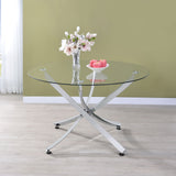 Beckham Round Dining Table Chrome and Clear