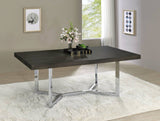 Benson Rectangular Trestle Base Dining Table Dark Oak and Chrome