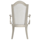 Evangeline Upholstered Dining Arm Chair with Faux Diamond Trim Ivory and Silver Oak (Set of 2)