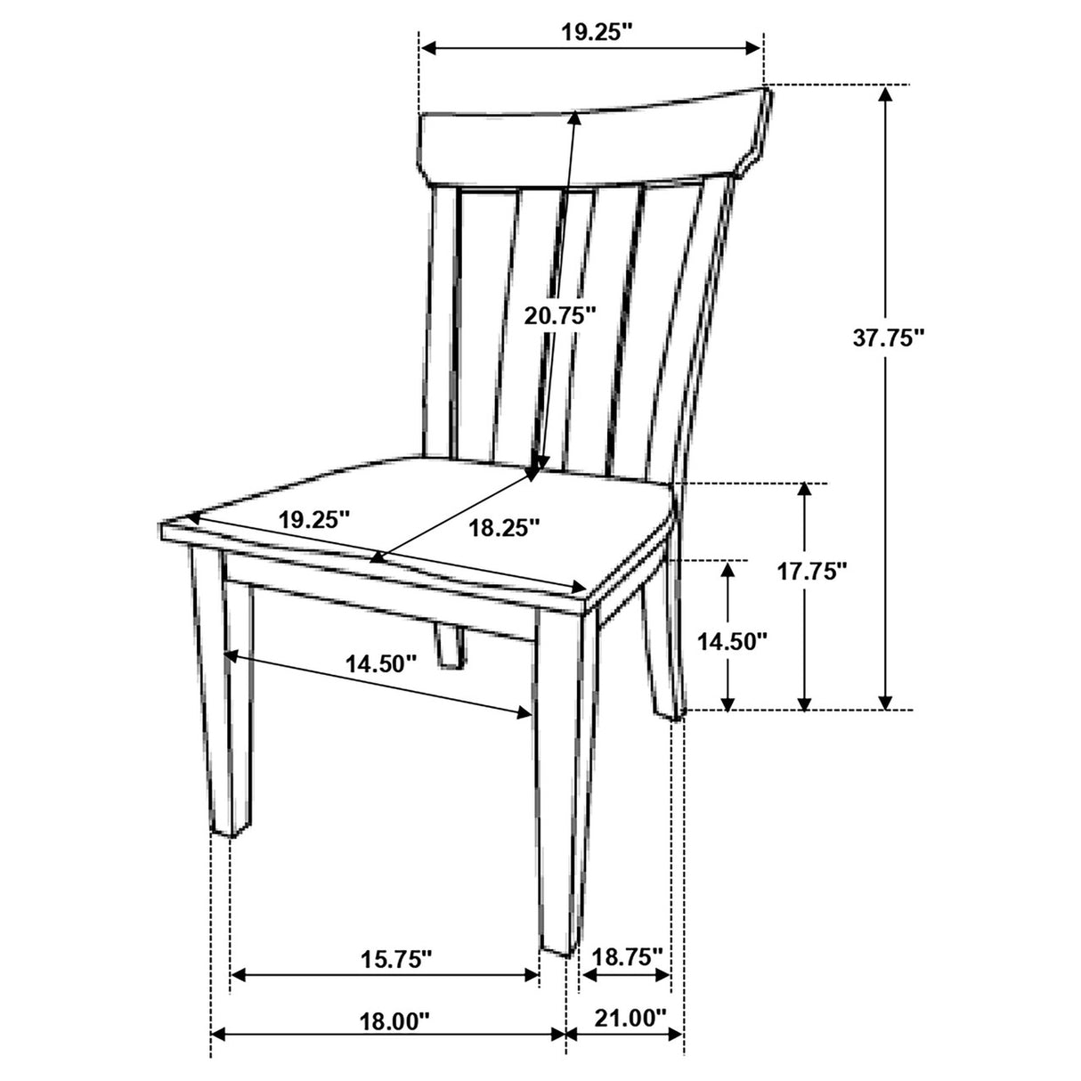 Reynolds Slat Back Dining Side Chair Brown Oak (Set of 2)