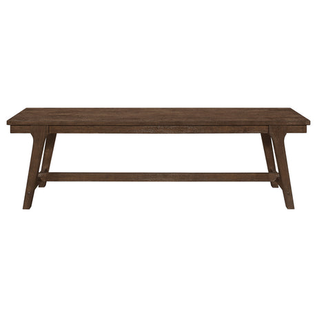 Reynolds Rectangular Trestle Base Dining Bench Brown Oak