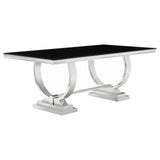 Antoine Rectangular Dining Table Chrome and Black