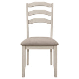 Ronnie Ladder Back Padded Seat Dining Side Chair Khaki and Rustic Cream (Set of 2)