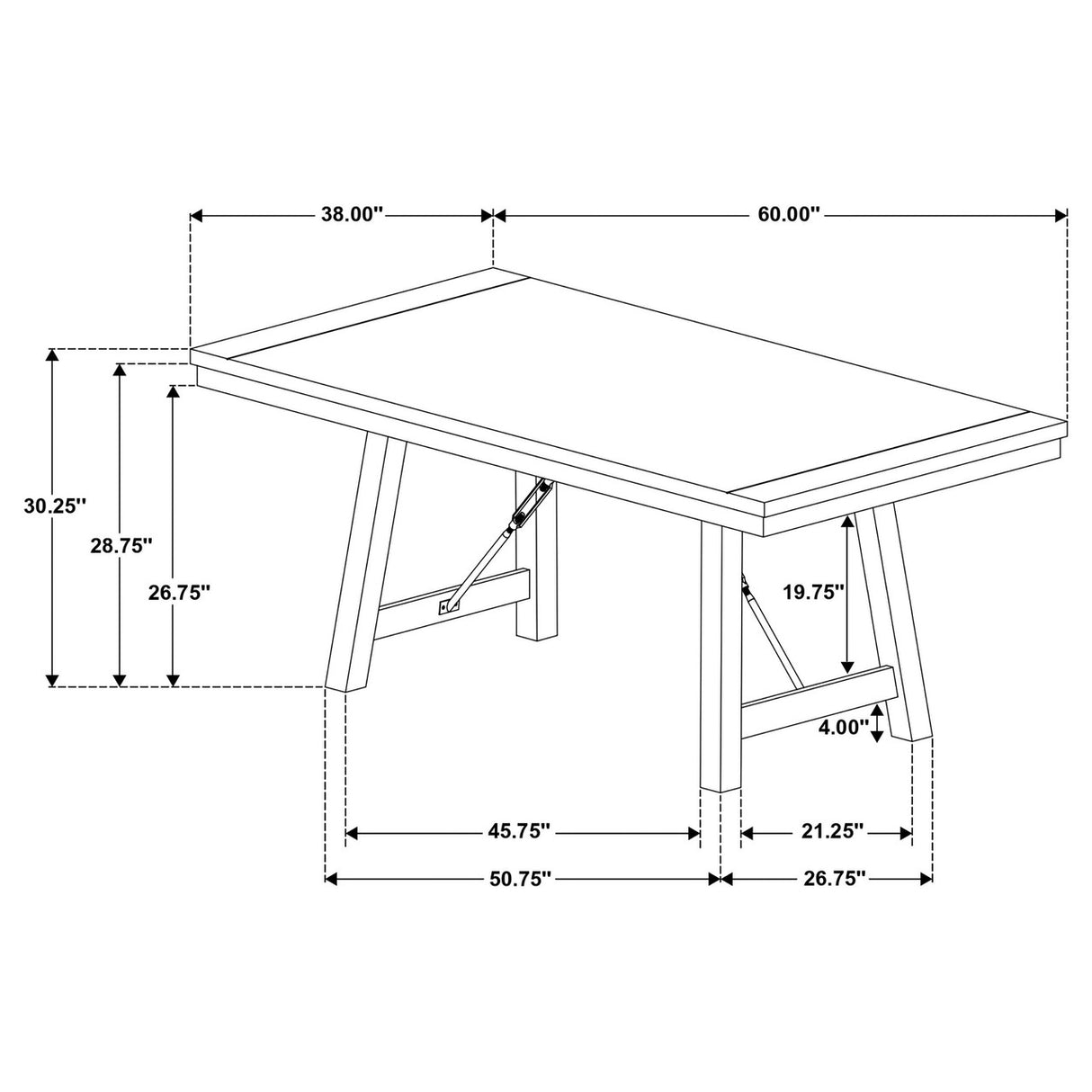 Newport 5-piece Rectangular Trestle Table Dining Set Black