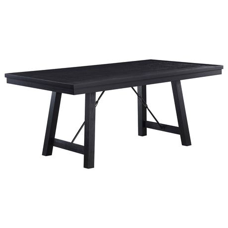 Newport 6-piece Rectangular Trestle Table Dining Set witih Bench Black