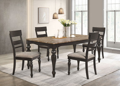 Bridget 5-piece Rectangular Dining Set Brown Brushed and Charcoal Sandthrough