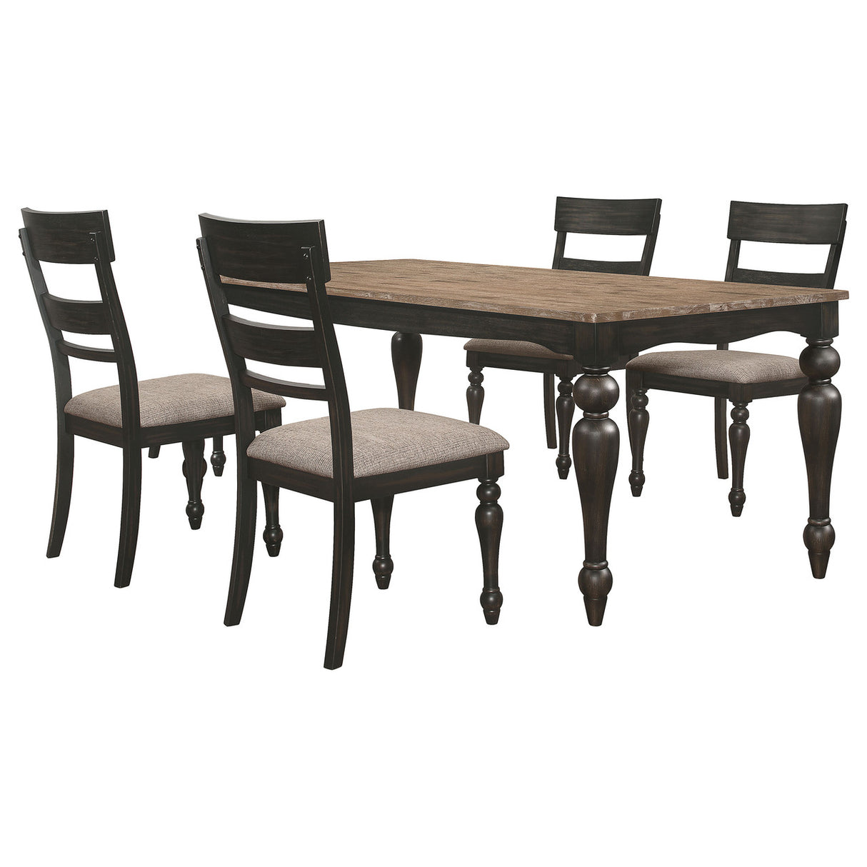 Bridget 5-piece Rectangular Dining Set Brown Brushed and Charcoal Sandthrough