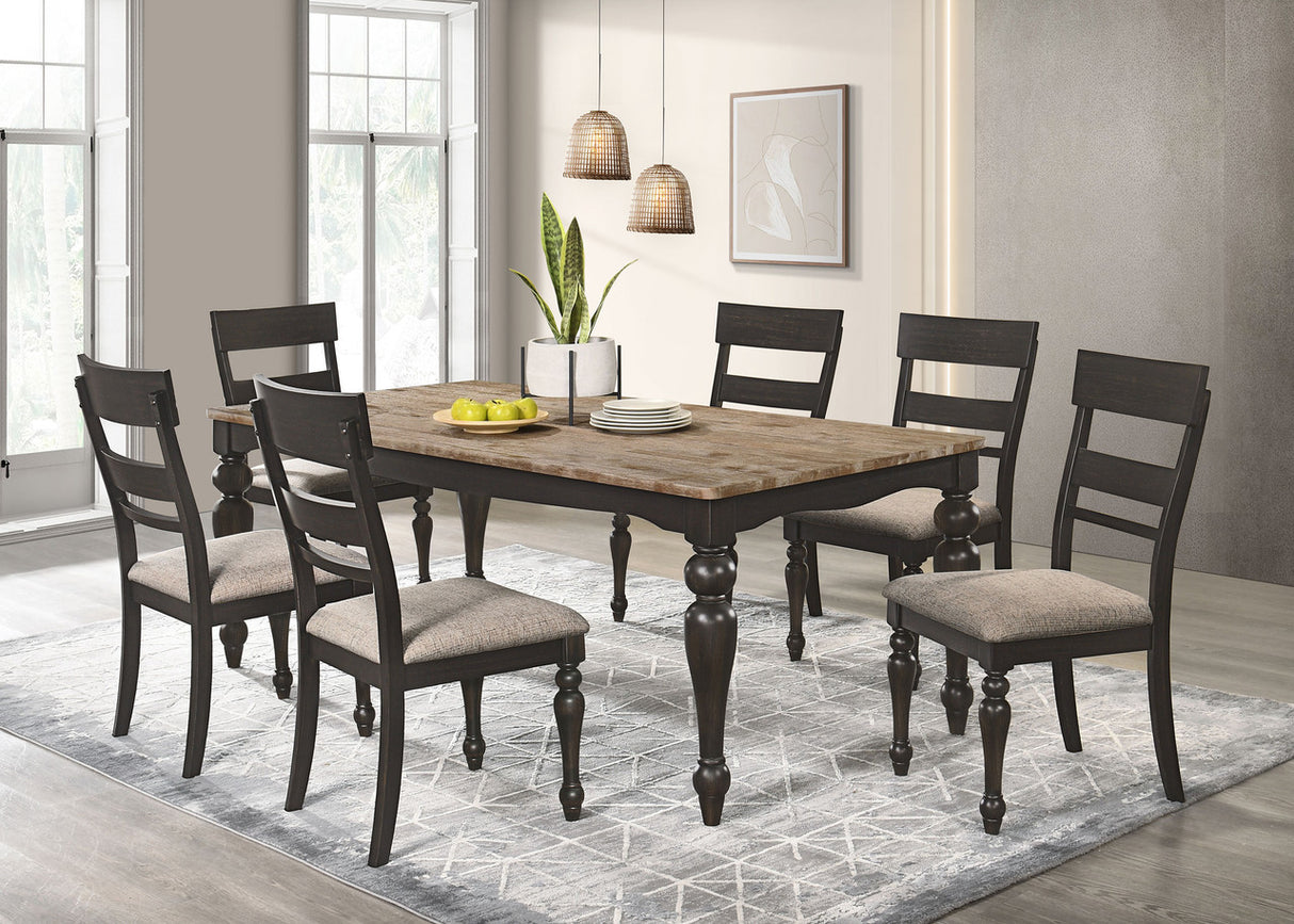 Bridget Rectangular Dining Table Brown Brushed and Charcoal Sandthrough