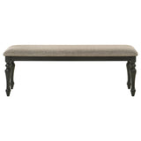 Bridget Upholstered Dining Bench Stone Brown and Charcoal Sandthrough