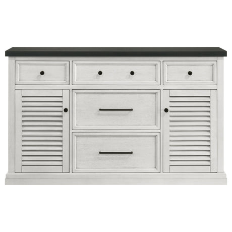 Aventine 5-drawer Dining Sideboard Buffet Cabinet with Cabinet Charcoal and Vintage Chalk