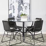 Aviano Round 5-piece Dining Set Gunmetal and Brown